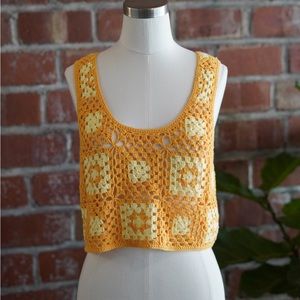 Yellow Floral Crochet Forever 21 Crop Top